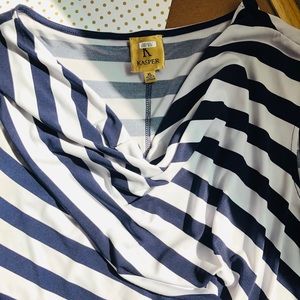 Like-New Kasper Rouched Navy & White Plus Dress